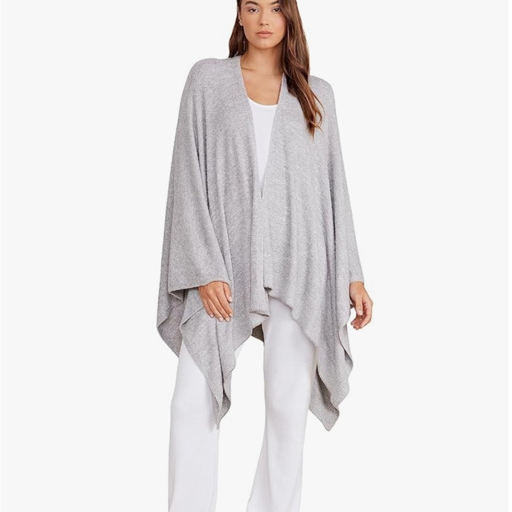 Barefoot Dreams CozyChic Lite Weekend Wrap Cardigan, Pewter/Pearl - One Size